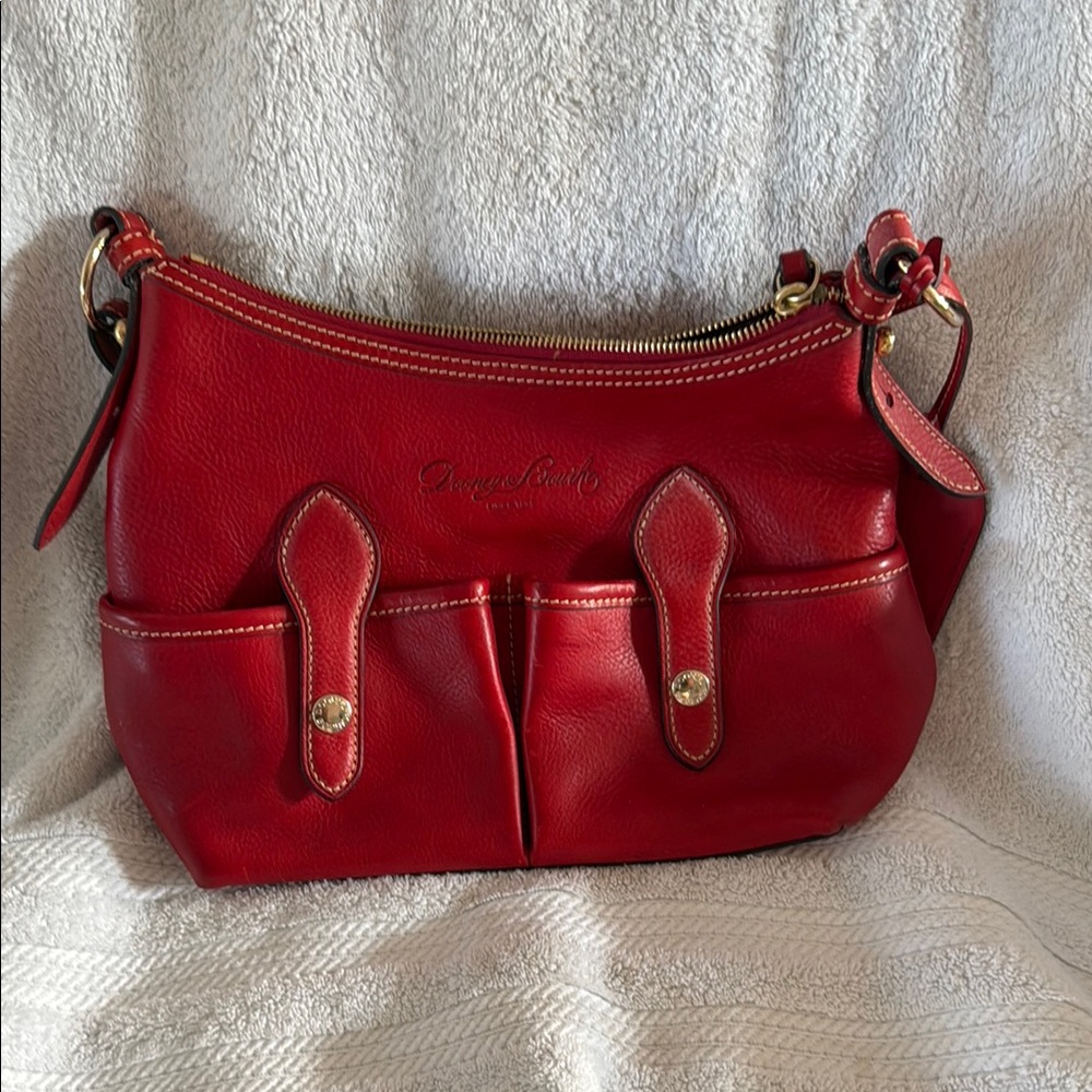 Dooney & Bourke Red Shoulder Bag with Gold Details